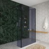 Wasdale 1100mm Black Smoked Walk Through Wet Room Screen with 300mm Hinged Return Screens