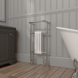 Salzburg Traditional Victorian Chrome & White Towel Rail Radiator