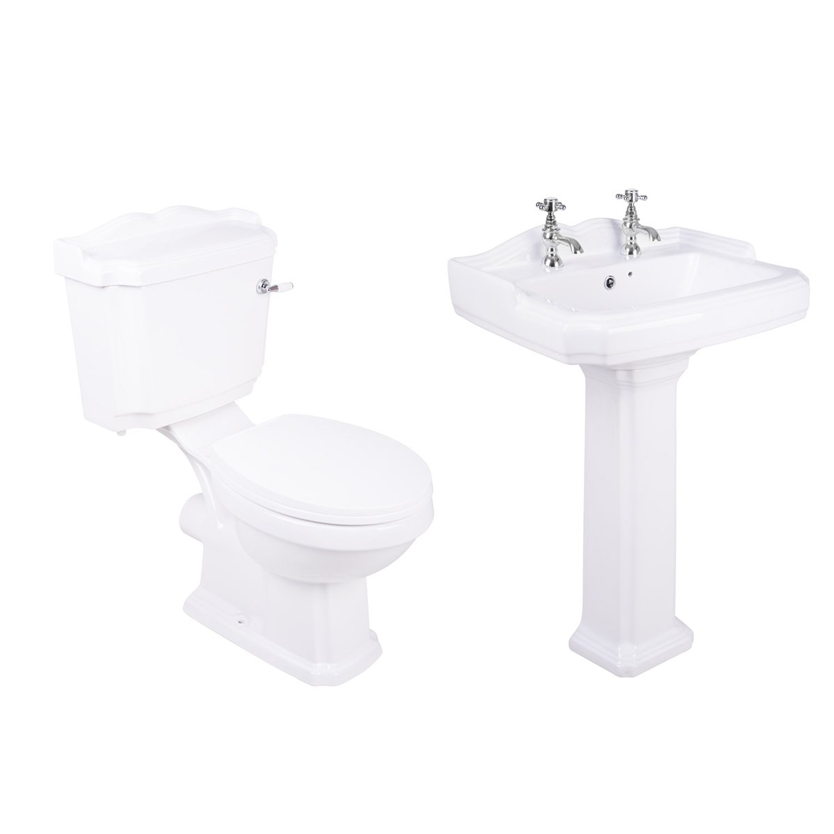 Abbey Traditional Close Coupled Toilet & Basin Cloakroom Suite
