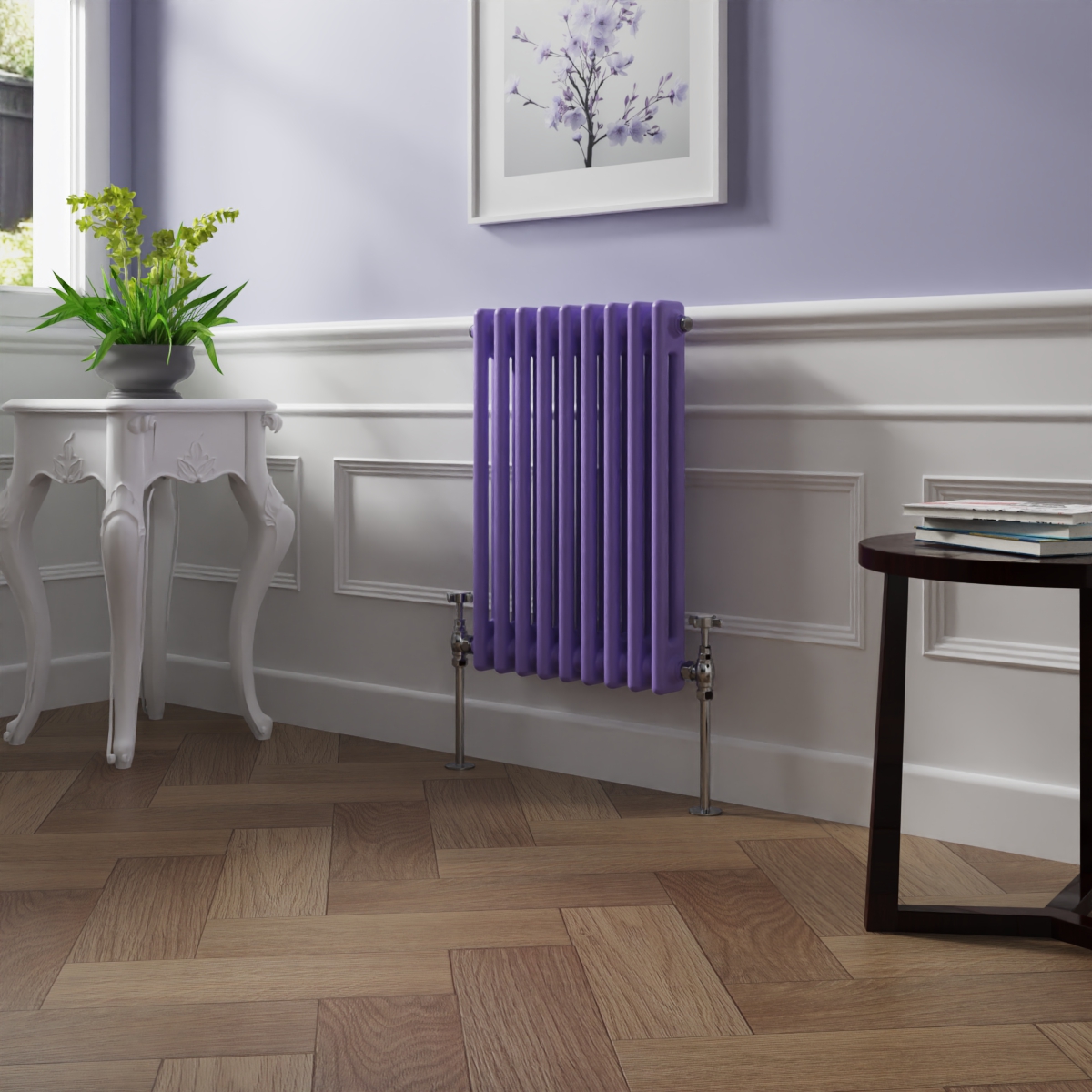 Bern 600 x 425mm Elegant Purple Double Column Horizontal Traditional Radiator