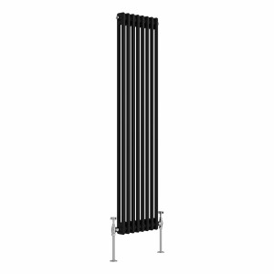 Bern 1500 x 380mm Black Double Column Vertical Traditional Radiator