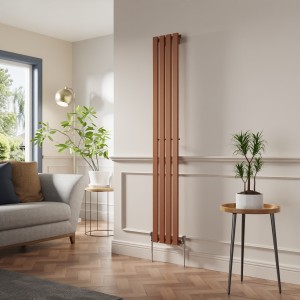 Lulea 1800 x 270mm Metallic Bronze Single Flat Panel Vertical Designer Radiator