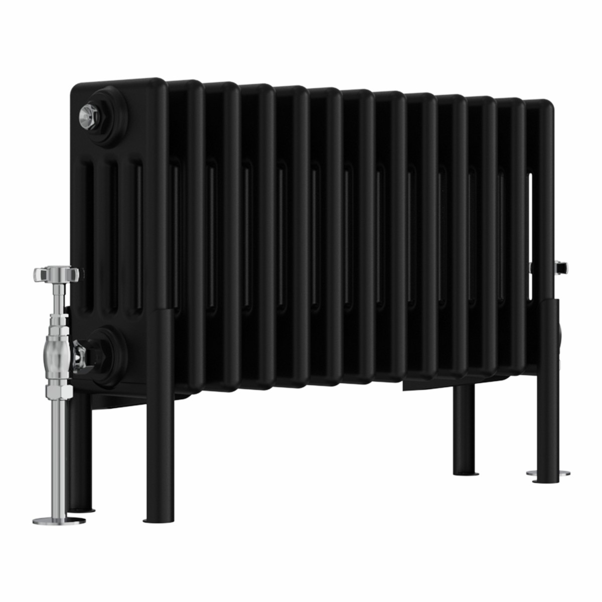 Bern 300 x 605mm Black Four Column Horizontal Traditional Radiator