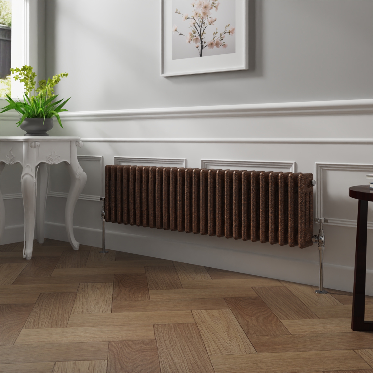 Bern 300 x 1190mm Black Copper Triple Column Horizontal Traditional Radiator