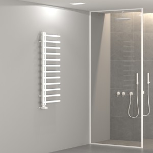 Carisa Terra L 1200 x 500mm White Designer Aluminium Towel Rail