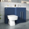 Calm Matt Blue Right Hand Combination Vanity Unit Basin L Shape with Back to Wall Boston Toilet & Soft Close Seat & Concealed Cistern - 1100mm