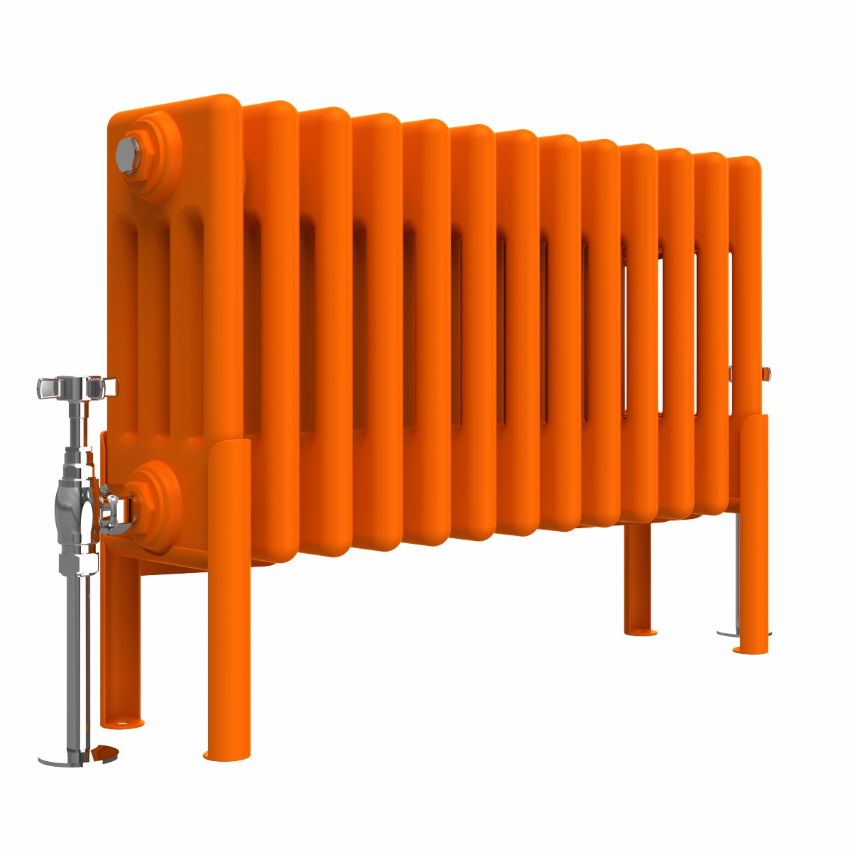 Bern 300 x 605mm Traditional Bright Orange Horizontal Four Column Radiator
