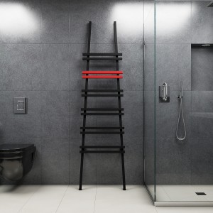 Carisa Jacobs F 2000 x 535mm Black/Red Designer Aluminium Towel Rail