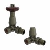 Traditional Thermostatic Corner Radiator Valves - Antique Brass