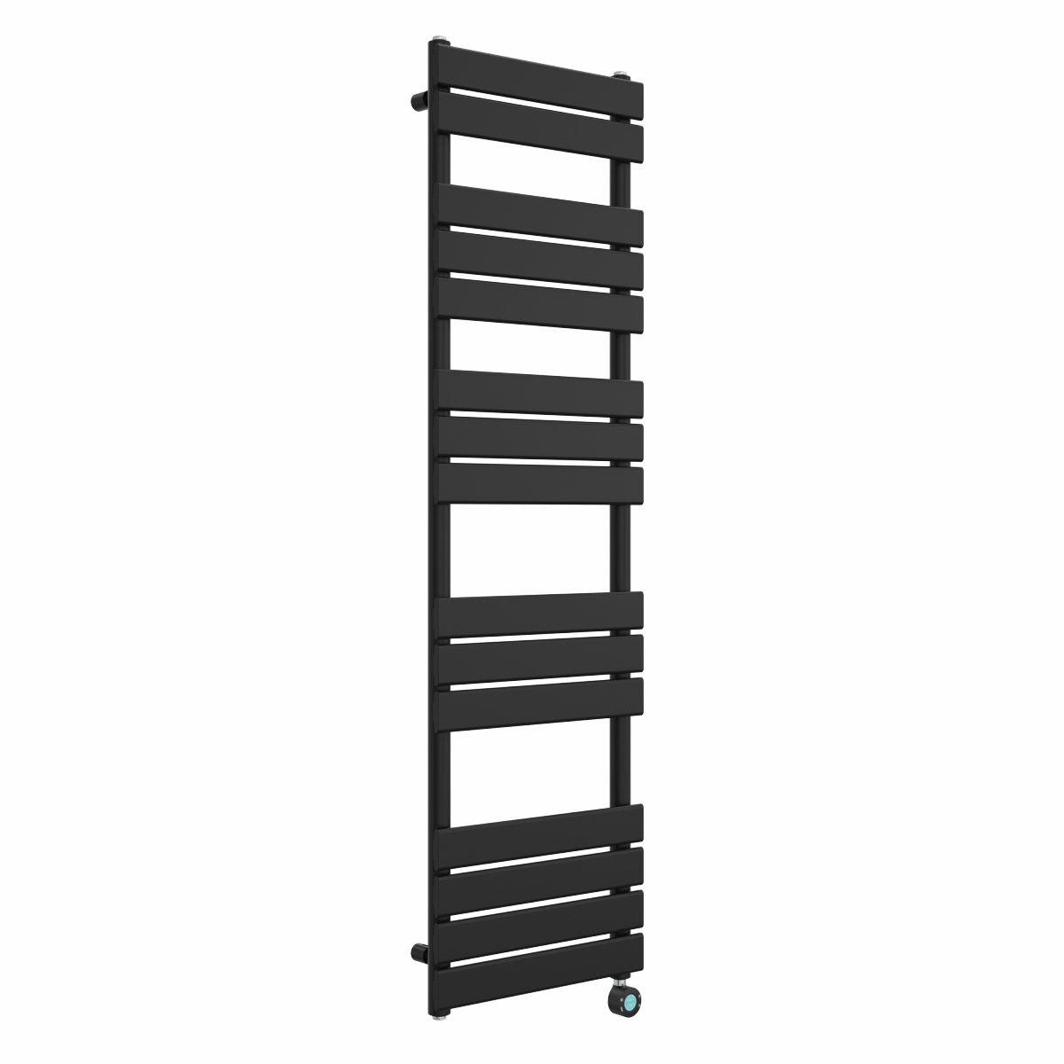 Juva 1600 x 450mm Satin Black Flat Panel Thermostatic Touch Control Electric Heated Towel Rail