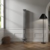 Bern 1800 x 200mm Black Silver Four Column Vertical Traditional Radiator