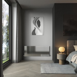 Karlstad 600 x 1430mm Chrome Single Horizontal Flat Panel Designer Radiator