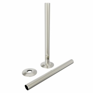 Brushed Nickel 180mm Radiator Pipes & Collars One Pair