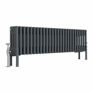 Bern 300 x 1190mm Anthracite Four Column Horizontal Traditional Radiator