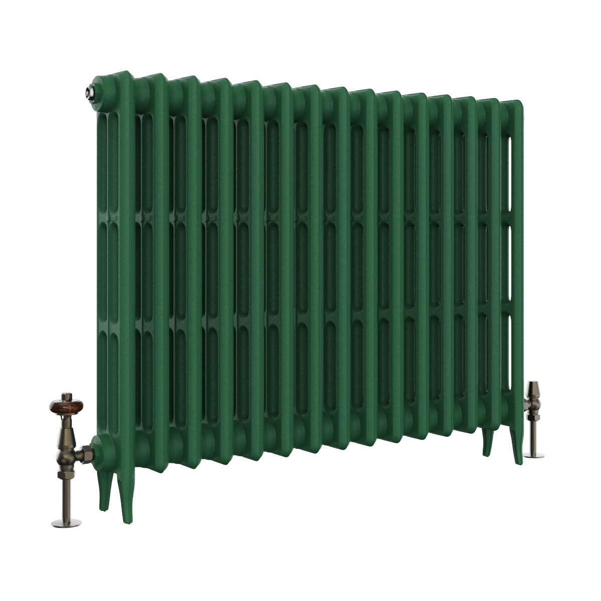 Classic  745 x 964mm  Farrow & Ball Duck Green Triple Column Cast Iron Radiator - 15 Sections
