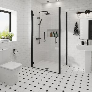 Ennerdale 1000mm Hinged Door with 700mm Side Panel - Black