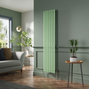 Lulea 1800 x 410mm Pastel Green Single Flat Panel Vertical Designer Radiator