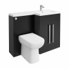 Calm Matt Black Right Hand Combination Vanity Unit Basin L Shape with Back to Wall RAK Origin Toilet & Soft Close Seat & Concealed Cistern - 1100mm
