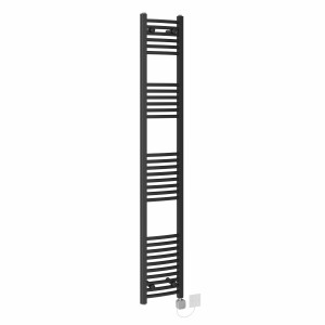 Fjord 1800 x 300mm Curved Black HEC Thermostatic Electric Heated Towel Rail
