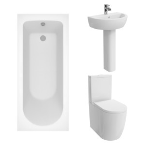 Cordoba Modern Bathroom Suite with Close Coupled Toilet and Essential Single Ended Bath - 1600 x 700mm