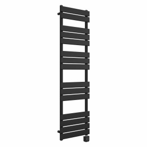 Juva 1600 x 450mm Satin Black Flat Panel Thermostatic Touch Control Wifi Electric Heated Towel Rail