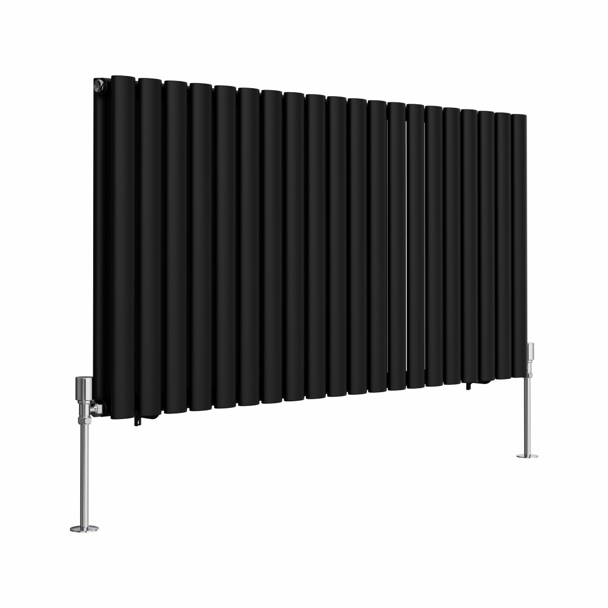 Norden 600 x 1181mm Black Double Horizontal Oval Tube Designer Radiator