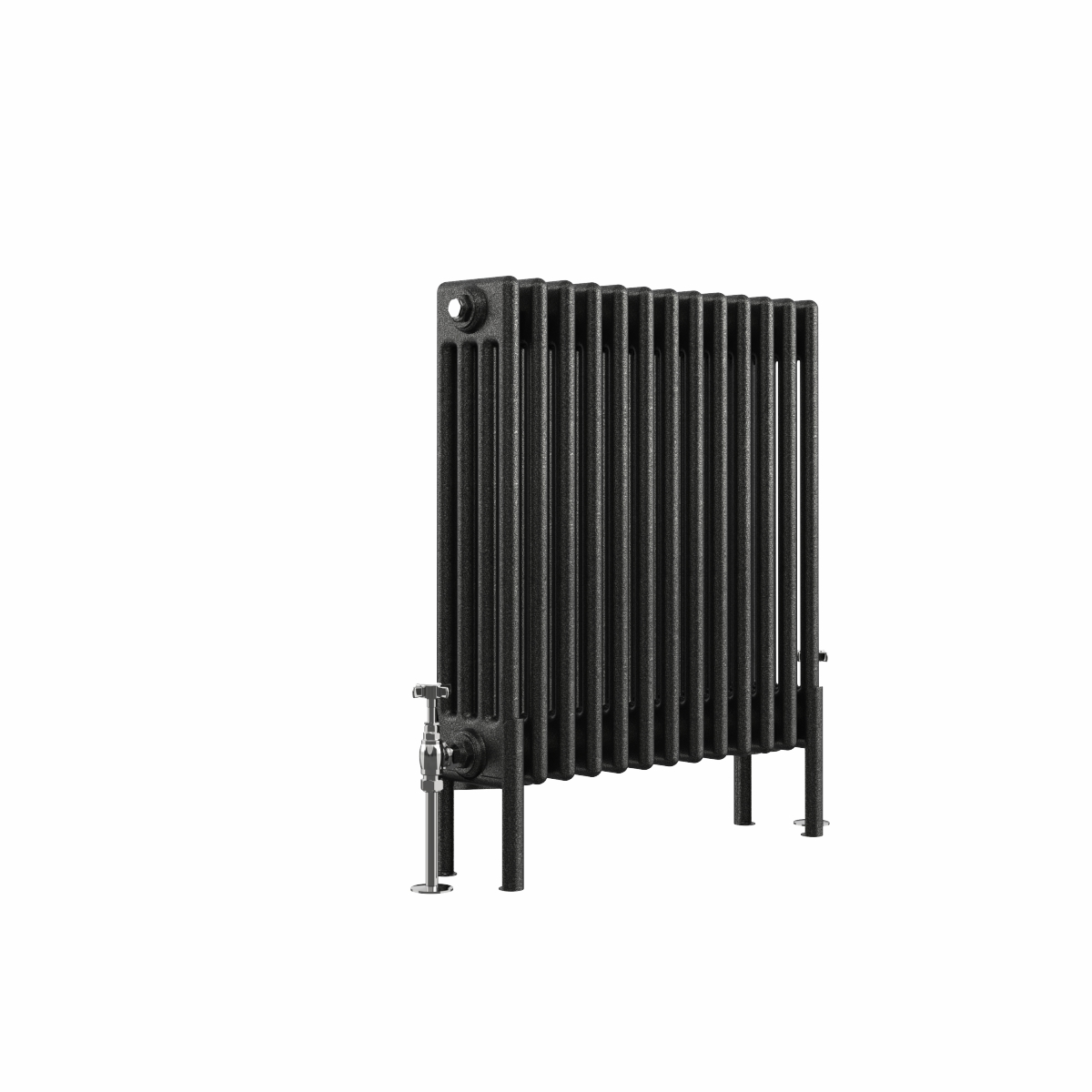 Bern 600 x 605mm Black Silver Four Column Horizontal Traditional Radiator