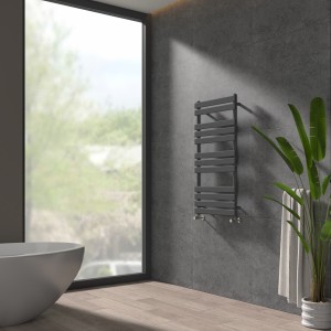 Juva 1200 x 600mm Sand Grey Flat Panel Heated Towel Rail