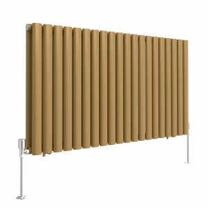 Norden 600 x 1181mm Metallic Gold Double Oval Column Horizontal Designer Radiator