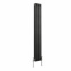 Bern 1800 x 290mm Black Silver Triple Column Vertical Traditional Radiator