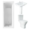 RAK Resort Maxi Open Back Toilet with 650mm Basin Modern Bathroom Suite and Single Ended Bath - 1700 x 700mm