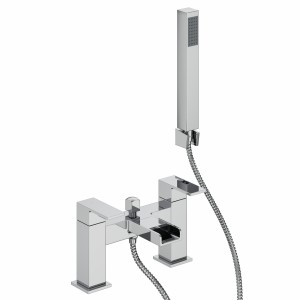 Edessa Modern Waterfall Bath Shower Mixer Tap with Hand Shower - Chrome