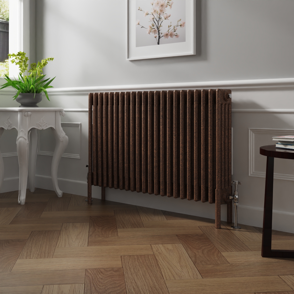 Bern 600 x 1010mm Black Copper Four Column Horizontal Traditional Radiator