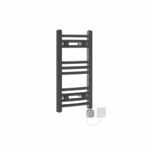 Fjord 600 x 300mm Curved Anthracite HEC Thermostatic Electric Heated Towel Rail