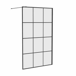 Wasdale - 1100mm Wet Room Screen - Black Grid