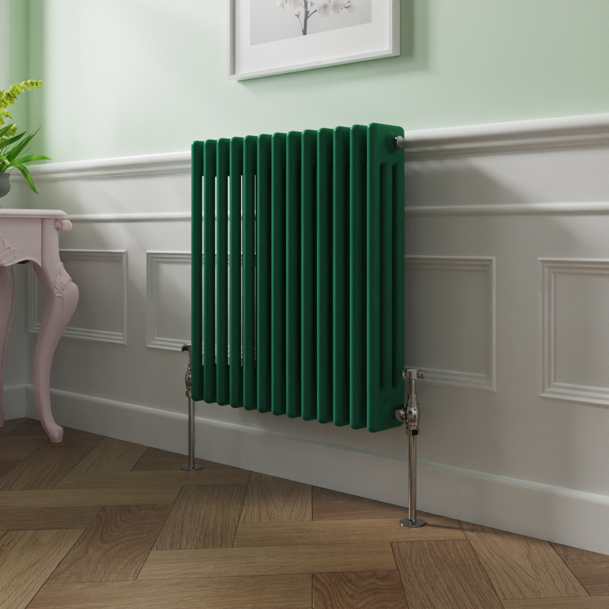 Bern 600 x 605mm Moss Green Triple Horizontal Column Radiator