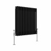 Bern 600 x 605mm Black Triple Column Horizontal Traditional Radiator