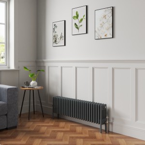 Bern 300 x 1190mm Anthracite Four Column Horizontal Traditional Radiator