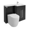 Calm Matt Black Right Hand Combination Vanity Unit Basin L Shape with Back to Wall Cordoba Toilet & Soft Close Seat & Concealed Cistern - 1100mm