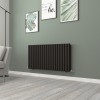 Norden 600 x 1181mm Black Double Horizontal Oval Tube Designer Radiator