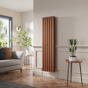 Lulea 1600 x 410mm Metallic Bronze Double Flat Panel Vertical Designer Radiator