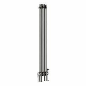 Bern 1500 x 200mm Raw Metal Double Column Vertical Traditional Radiator