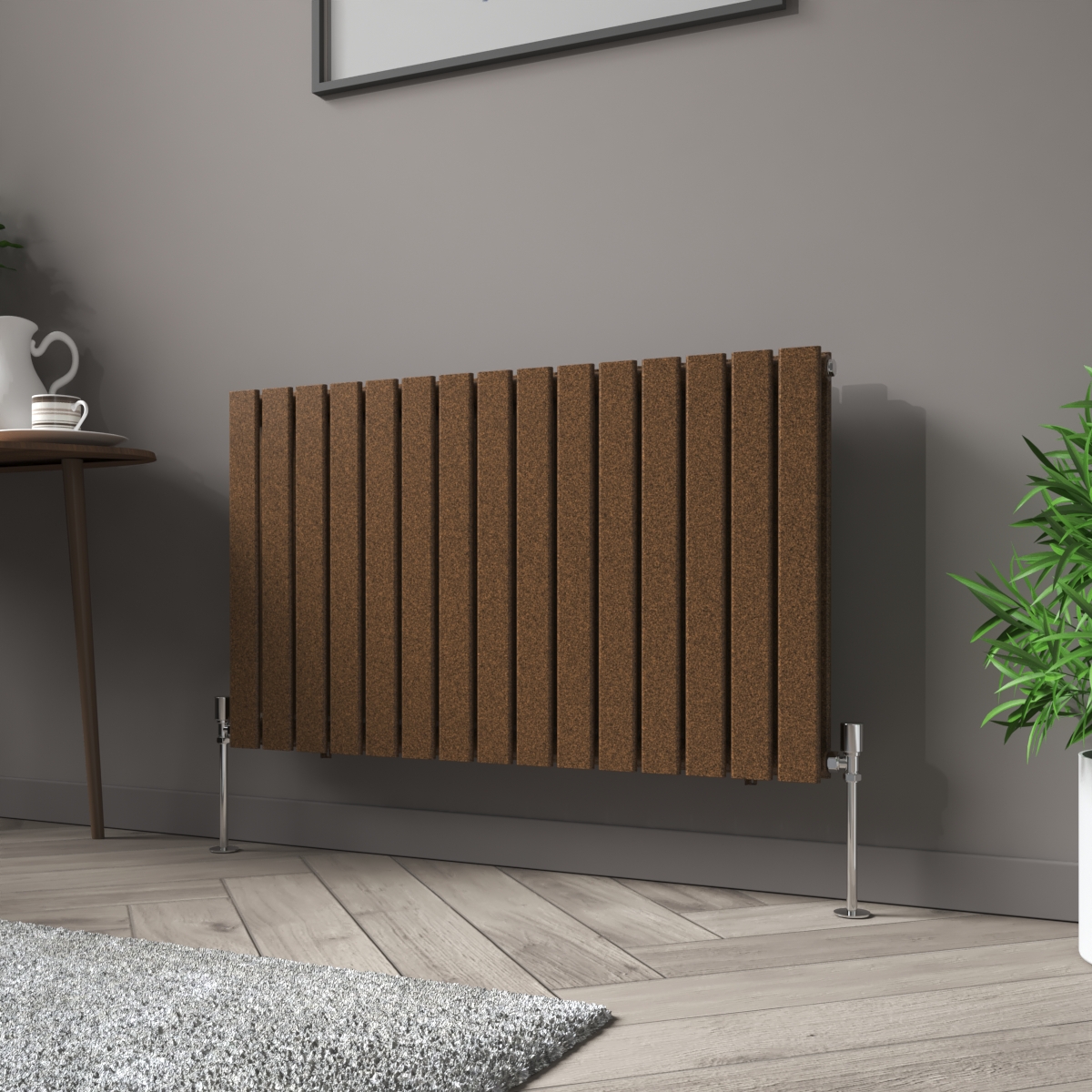 Karlstad 600 x 1022mm Black Copper Double Horizontal Flat Panel Designer Radiator