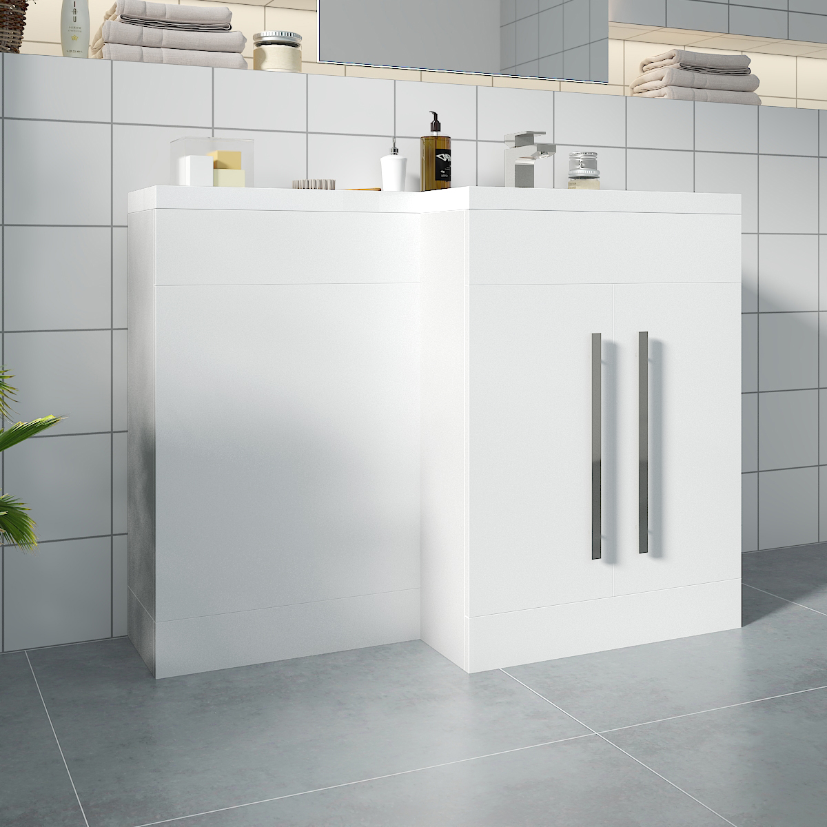 Calm White Right Hand Combination Vanity Unit Set (No Concealed Cistern & No Toilet) - 1100mm