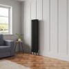Bern 1500 x 380mm Black Four Column Vertical Traditional Radiator