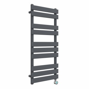 Juva 1000 x 450mm Sand Grey Flat Panel Thermostatic Touch Control Wifi Electric Heated Towel Rail
