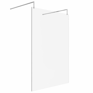 Wasdale 1400mm Chrome Walk Through Wet Room Screen With L-Shape Support Arms