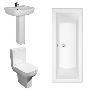 Feel 600 Modern Bathroom Suite with Double Ended Bath - Choice of Size 