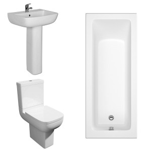 Feel 600 Modern Bathroom Suite with Single Ended Bath - Choice of Sizes 