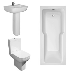 Feel 600 Modern Bathroom Suite with Straight Shower Bath - 1700 x 750mm